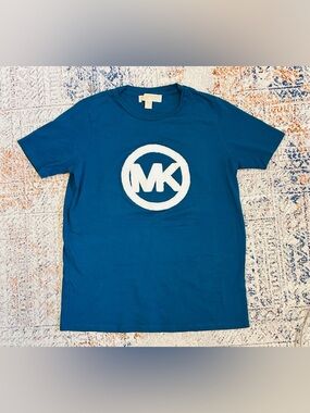 Michael Kors Teal with Organic Cotton Logo Crew Neck T-Shirt size XS